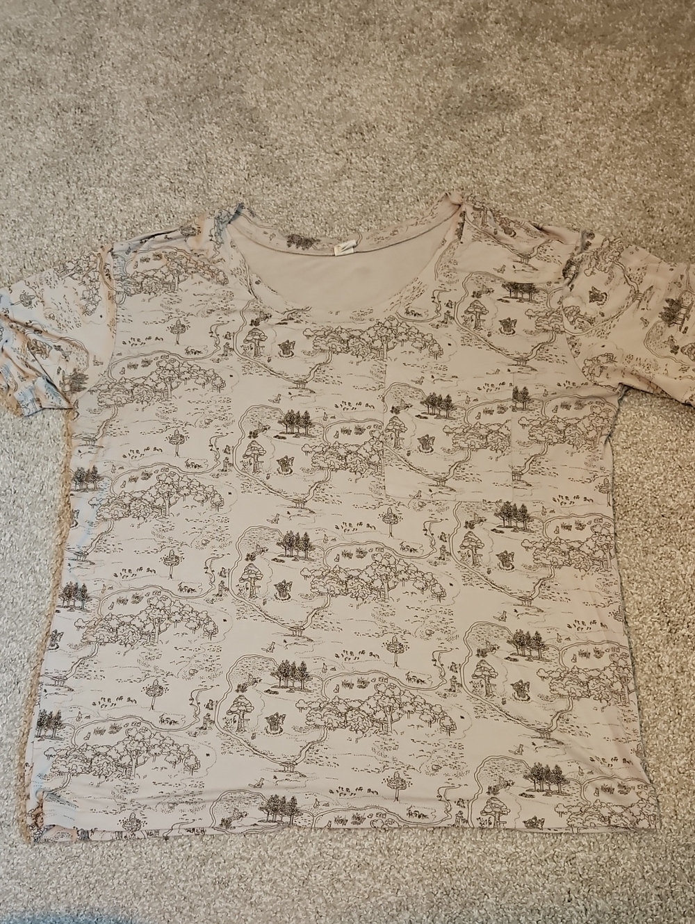 Kate Quinn Winnie the Pooh Map Bamboo Women's Large T-Shirt